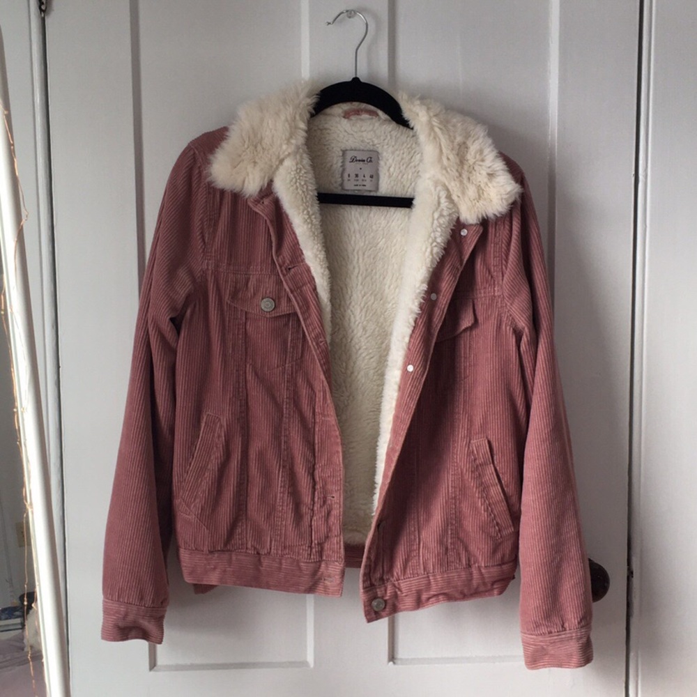 pink corduroy jacket w/faux fur lining